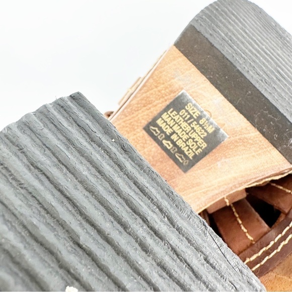 Vintage Candie’s Y2K Wood Heel Chunky Platform Brown Leather Sandals Size 8.5 - Picture 4 of 7